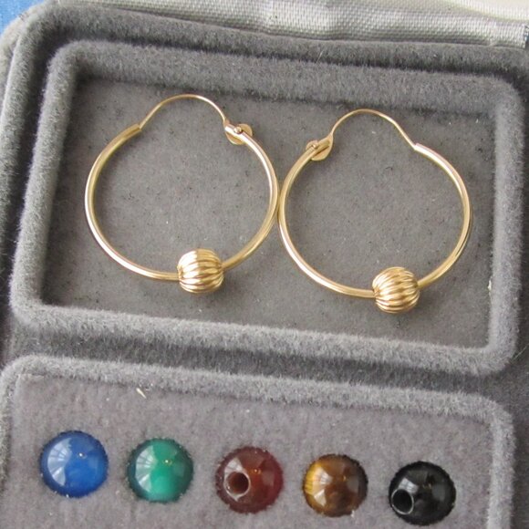 Real 14KT Gold Interchangeable Hoop Earrings - Not Scrap - Picture 3 of 4